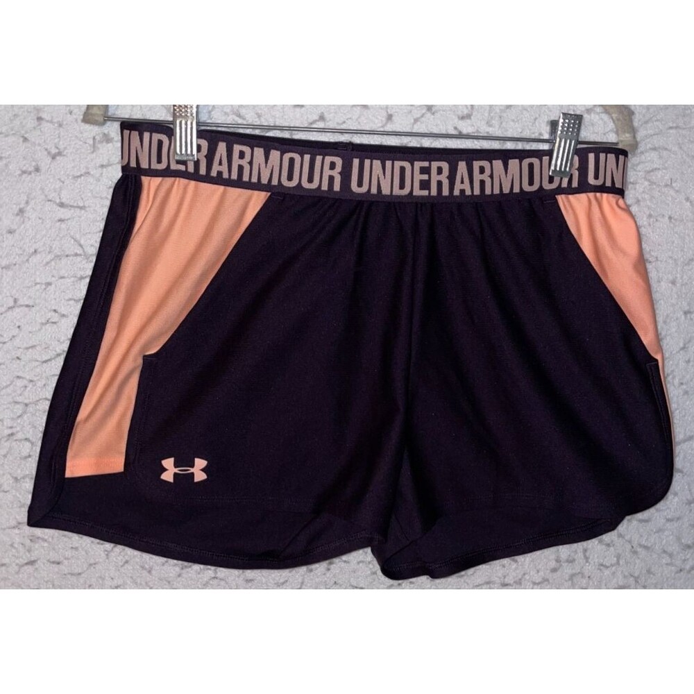 Under Armour Womens Fly By 2.0 Running Shorts Lined Black Orange Womens Sz M GYM